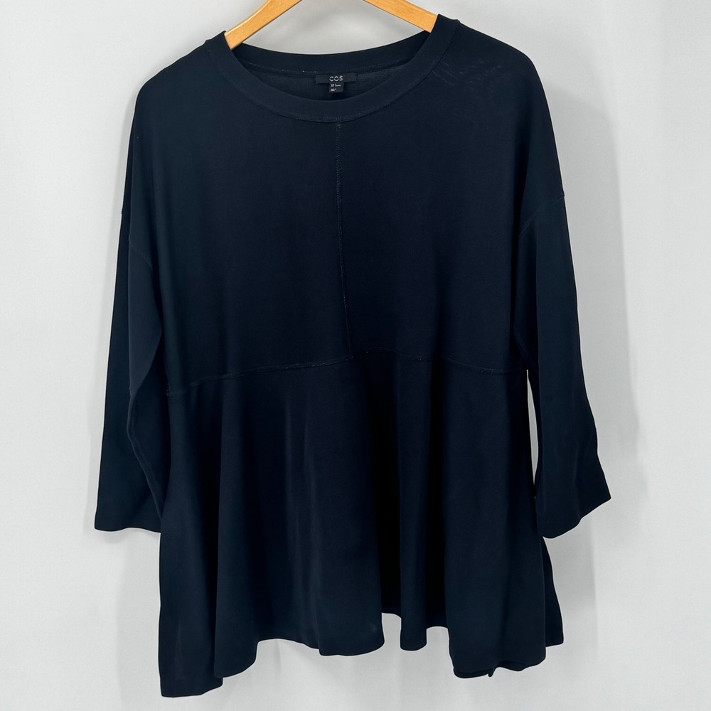 COS Black Long Sleeve Oversized Peplum Tunic Knit Top Women's Small